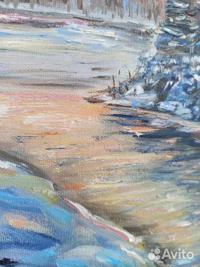 Картина Карелия пейзаж маслом зимний лес