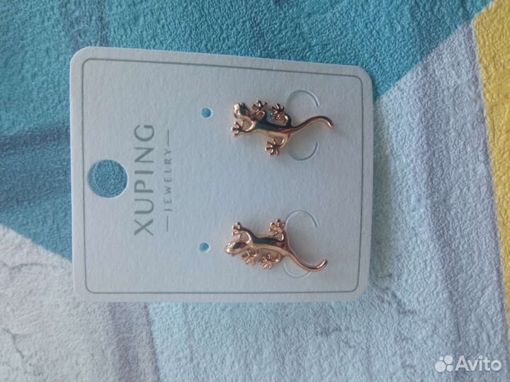 Серьги-гвоздики ящерки Xuping