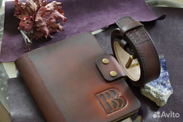 Ремень + блокнот. Кожа буйвола. Ручная работа