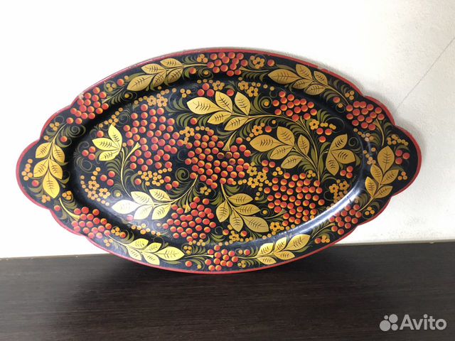 Блюдо поднос деревянный роспись хохлома