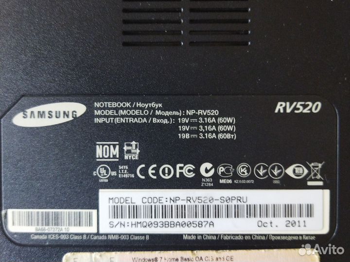 Ноутбук Samsung на запчасти