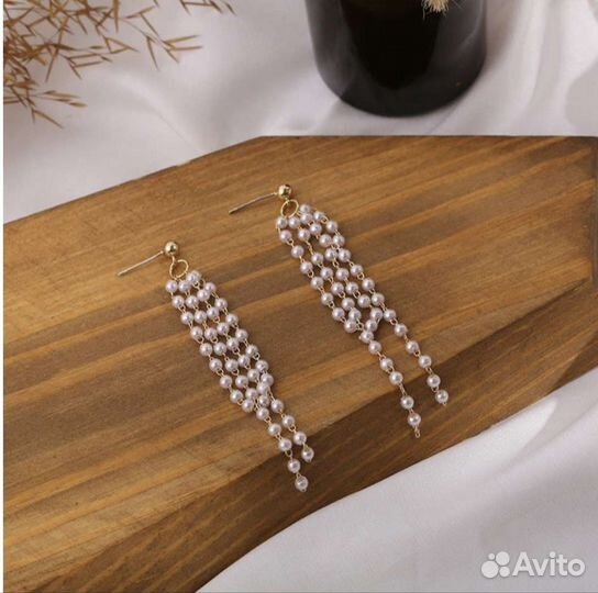 Длинные жемчужные серьги