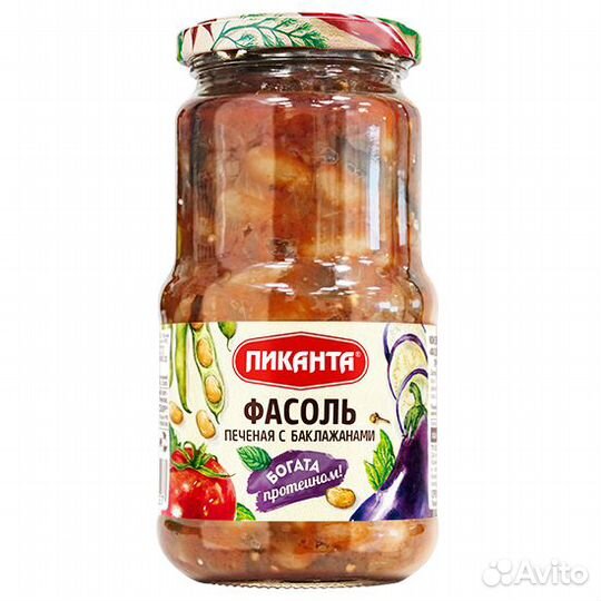 Фасоль пиканта печёная с баклажанами 530г