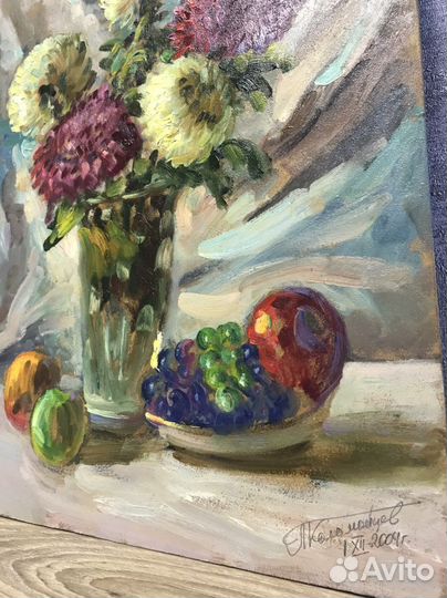 Картина П. М. Коломойцев. Хризантемы