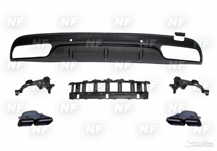 Диффузор с насадками 63 AMG Mercedes C 205