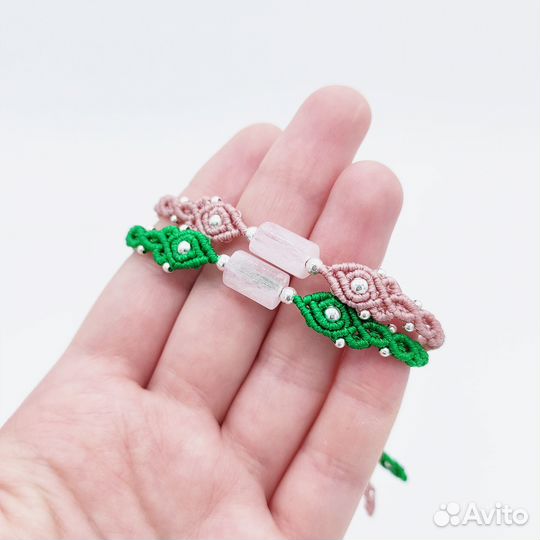 Браслет розовый кварц