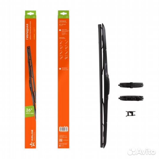 Щетка стеклоочистителя гибридная 650мм 3 адаптера