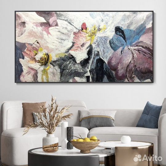 Картина маслом на холсте цветы ручная работа