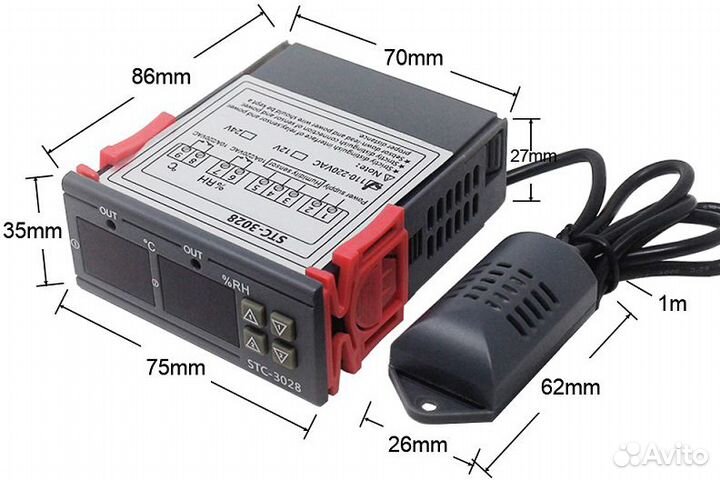 Терморегулятор yieryi STC-3028 (20С80С, 12V, т