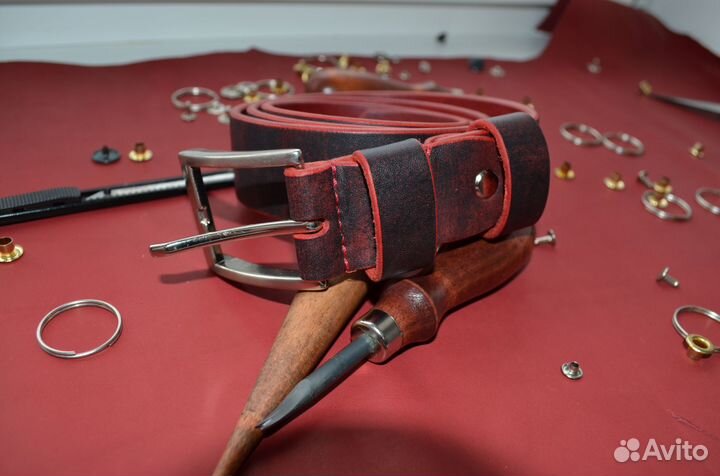 Ремень из натуральной кожи ручной работы