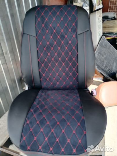 Чехлы на Гранту из алькантары в ромб