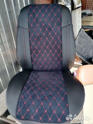 Чехлы на Гранту из алькантары в ромб