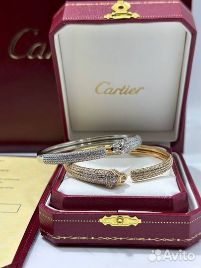 Cartier золотой браслет пантера