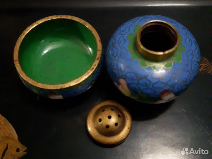 Солонка и перечница в технике Клуазоне, Китай 50гг