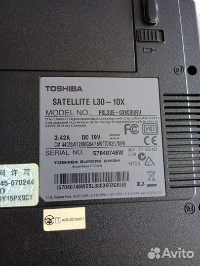 Ноутбук Toshiba Satellite L30-10x