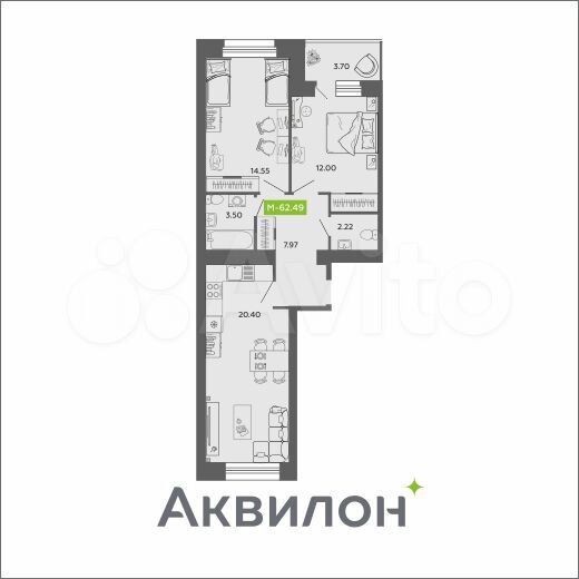 3-к. квартира, 62 м², 11/11 эт.
