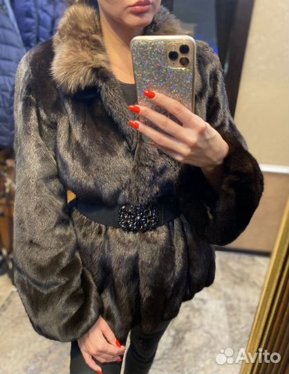 Шуба норковая Mala Mati воротник из соболя