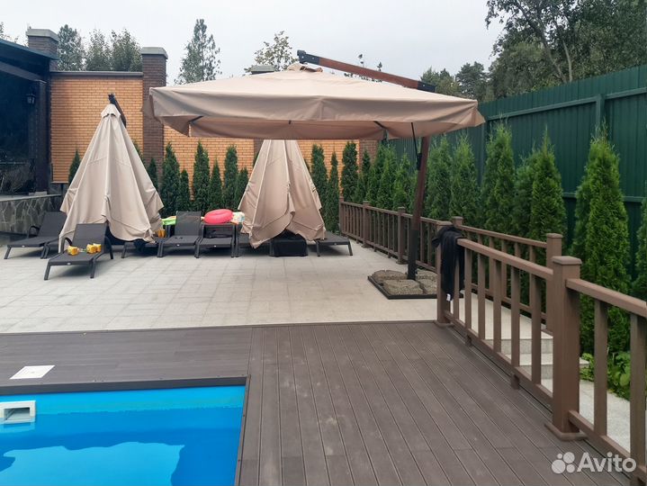 Зонты для бассейнов 3х3, 4x4 с боковой опорой