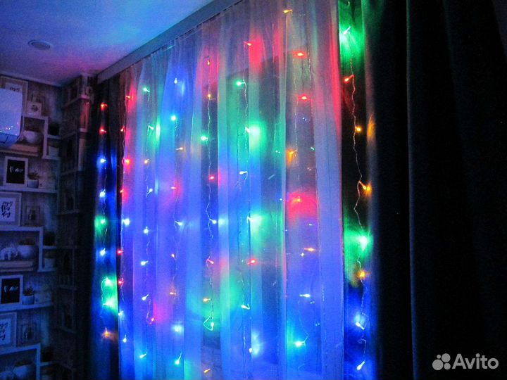 Гирлянда занавес штора на окно новогодняя 1,5на1,5