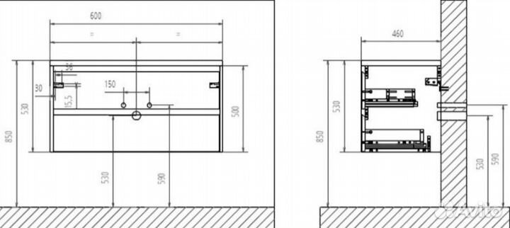 Тумба с раковиной BelBagno Kraft 60 rovere galifax