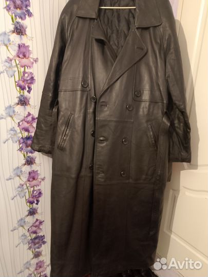 Кожаный плащ мужской