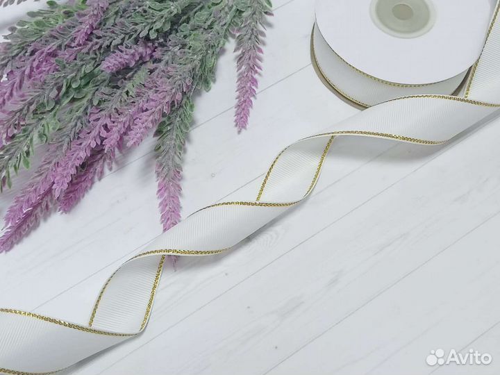 Лента репс с люрексом 25мм*18,28м