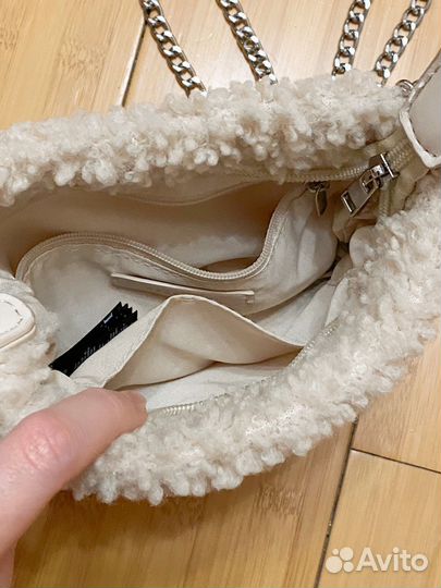 Мини сумочка на цепи тедди мех