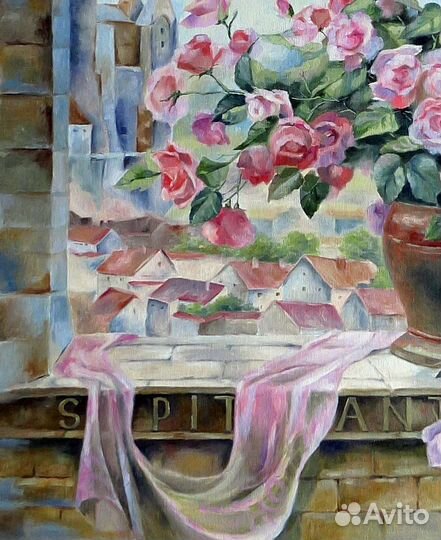 Картина маслом 70х60 см. Розы