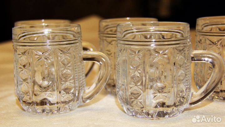 Хрустальные кружки советских времён - 5 штук