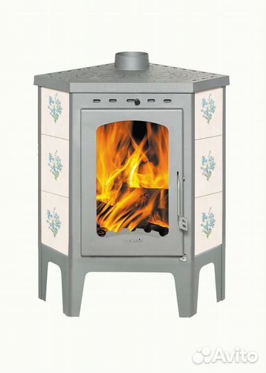 Печь-камин бавария угловая с плитой незабудка