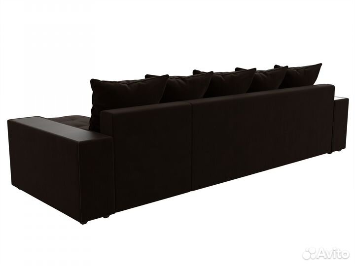 Диван угловой Дубай правый угол, микровельвет, коричневый