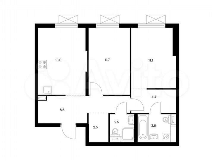 2-к. квартира, 58 м², 2/16 эт.