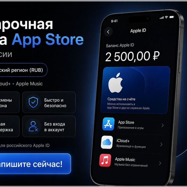 Подарочная карта для Apple для России. App store