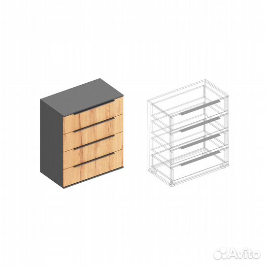 Комод с 4 ящиками с профильными ручками