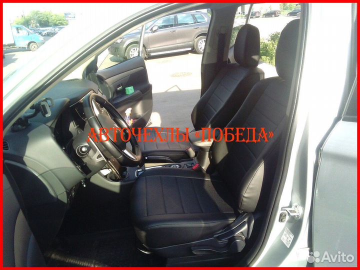 Чехлы Mitsubishi Outlander 3 из экокожи чёрные