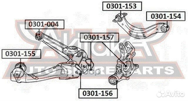 Сайлентблок задней цапфы задний 0301157 asva