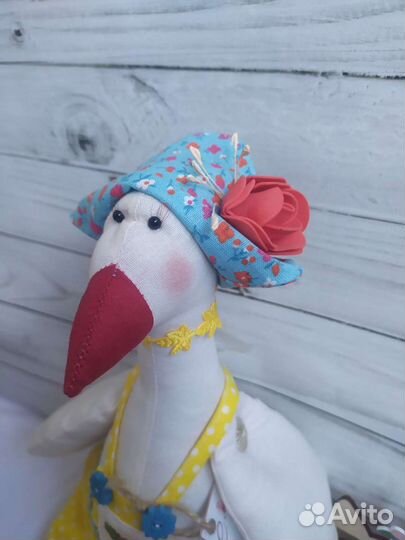 Гусь тильда, выполнен из хлопка, ручная работа