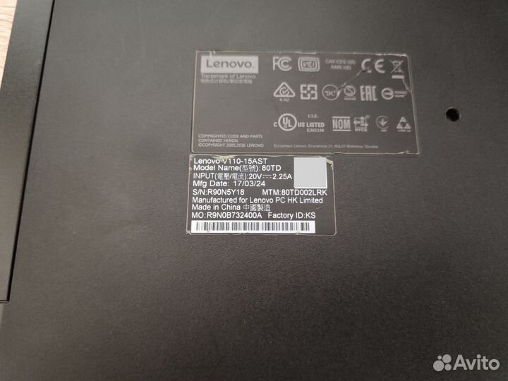 Ноутбук Lenovo V110-15AST AMD A6-9210 Radeon R4