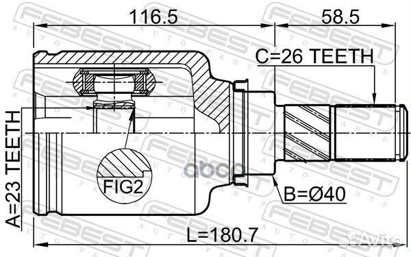 Шрус внутренний 23X40X26 0211F15E Febest