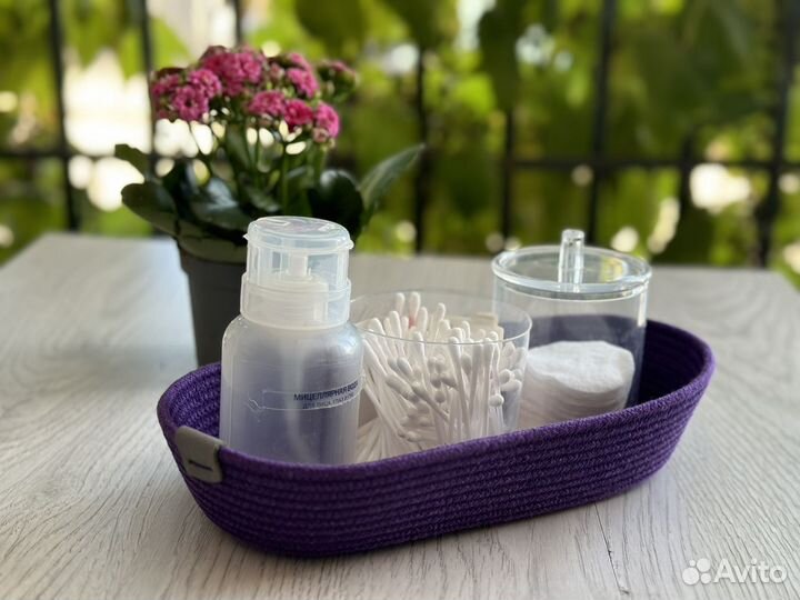 Корзина интерьерная овальная из хлопкового шнура