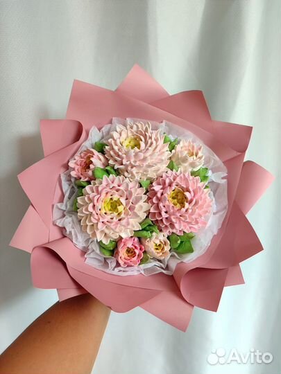 Букет из зефирных хризантем на заказ