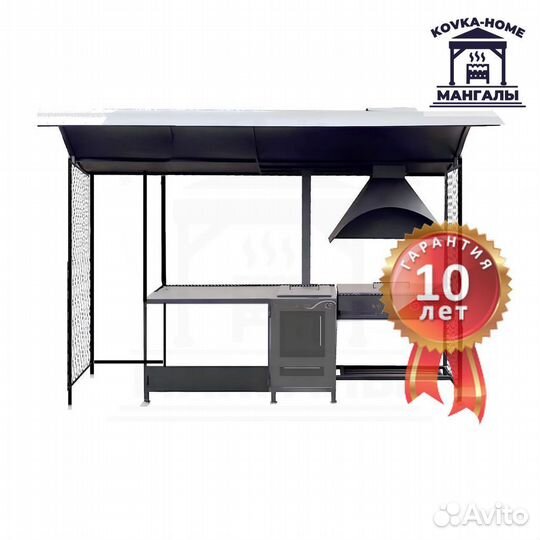 Супер-мангал с крышей и печью для кафе ресторана