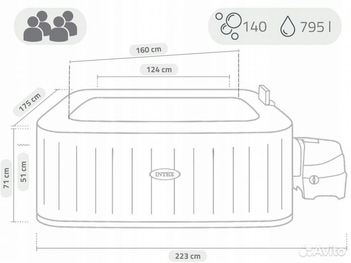 Intex 28450 Надувной спа бассейн / Spa бассейн-джа