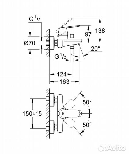 Смеситель для ванны Grohe