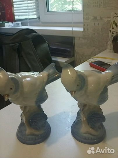 Фарфоровая статуэтка СССР синица гжель