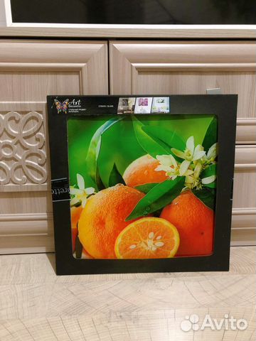 Картина на калёном стекле апельсины