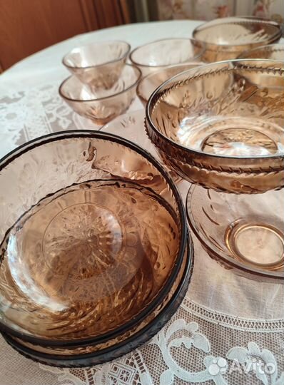 Набор посуды новый карамельное стекло
