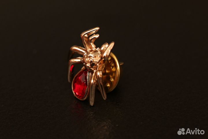 Брошка паук с камнем