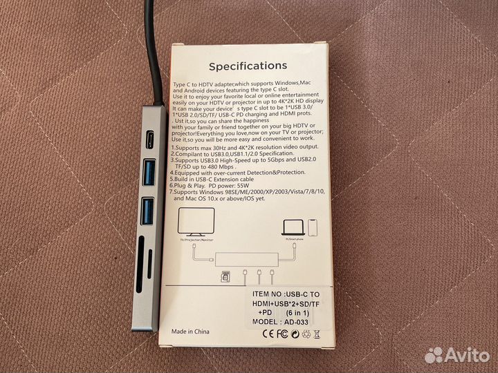 Новый переходник usb type C 6 в 1