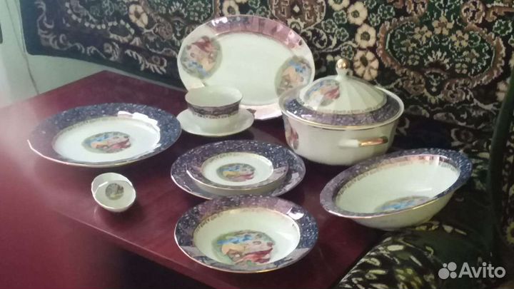 Столовый сервиз на 6 персон мадонна синий перламут